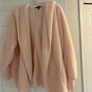 Cozy Plush Open-Front Cardigan - Blush Pink